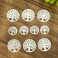 laser carving tree of life jewelry pendant natural white mother of pearl round garment beads wealth lucky apparel sewing decor