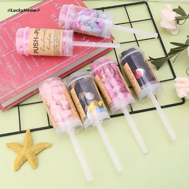 

11UA Round Sequin Confetti Push Pop Container Wedding Birthday Anniversary Party Favors Supplies Decor