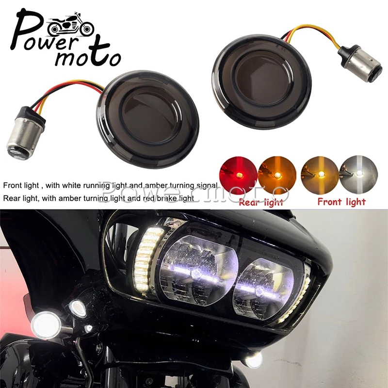 

Motorcycle 2 Inch Smoke Lens 1157 LED Turn Signal Light For Harley Touring Dyna FXDX/T Softail FXS FLFB/S Sportster XL 2000-2021