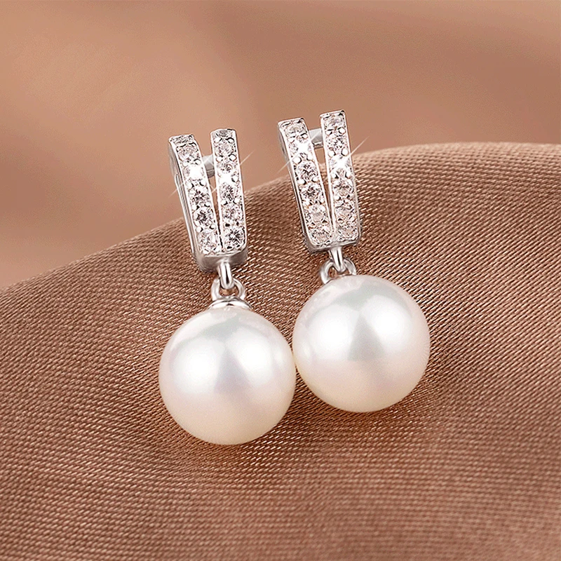 

Ne'w New Trendy Simulated Pearl Dangle Earrings for Women Fashion Wedding Engagement Accessories Simple Stylish Girls Earrings