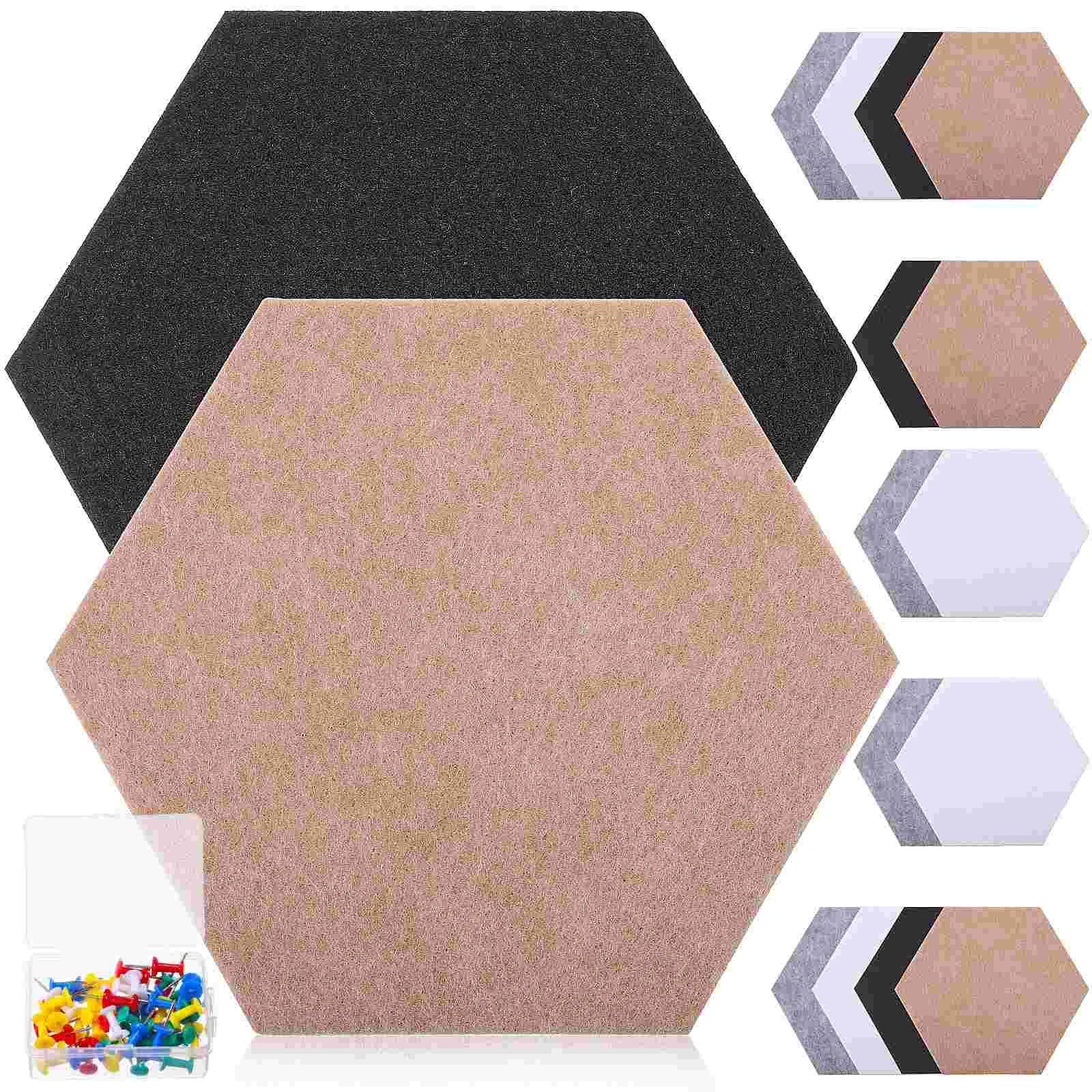 

16 Pcs Colored Felt Board Colorful Decor Hexagon Boards Tie Self Adhesive Memo Photos Bulletin Ties Push Pins Memos