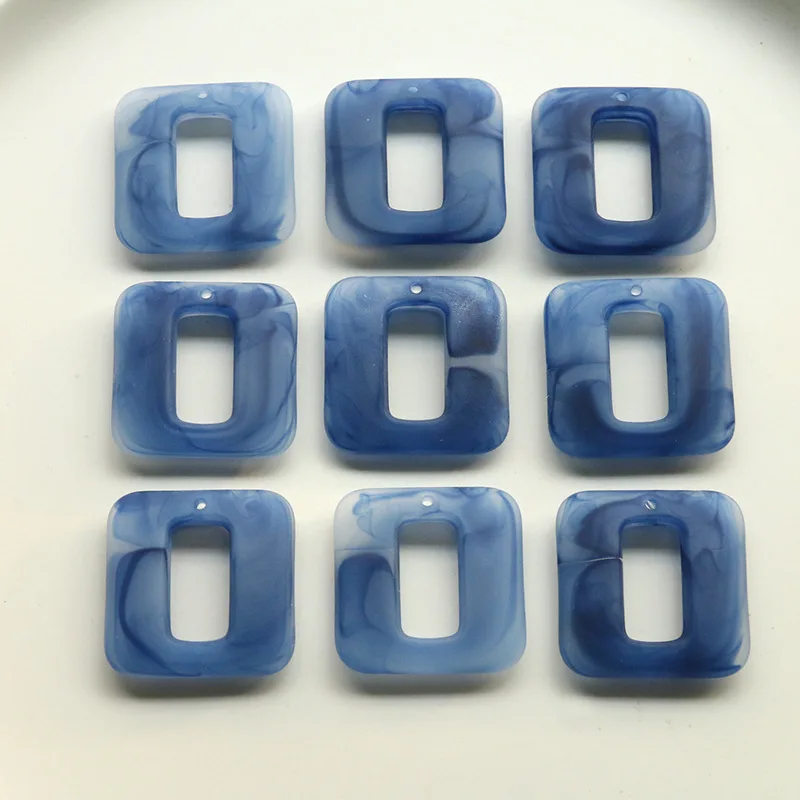

5pcs haze blue openwork ink smudge matte square DIY acrylic accessories earrings mobile phone case material wholesale