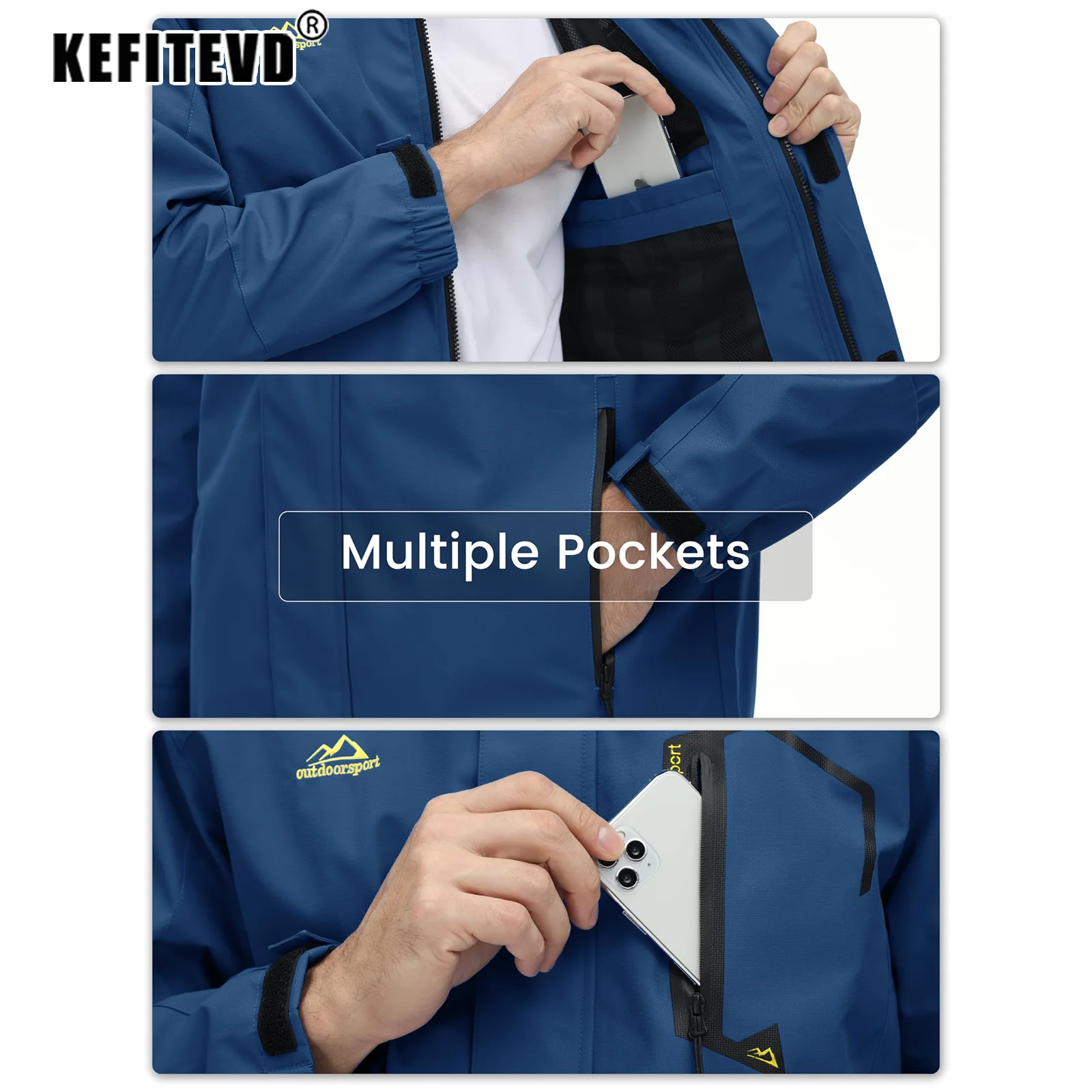 KEFITEVD Мужские Дышащие Водонепроницаемые Куртки Весна Осень Сетчатая Подкладка