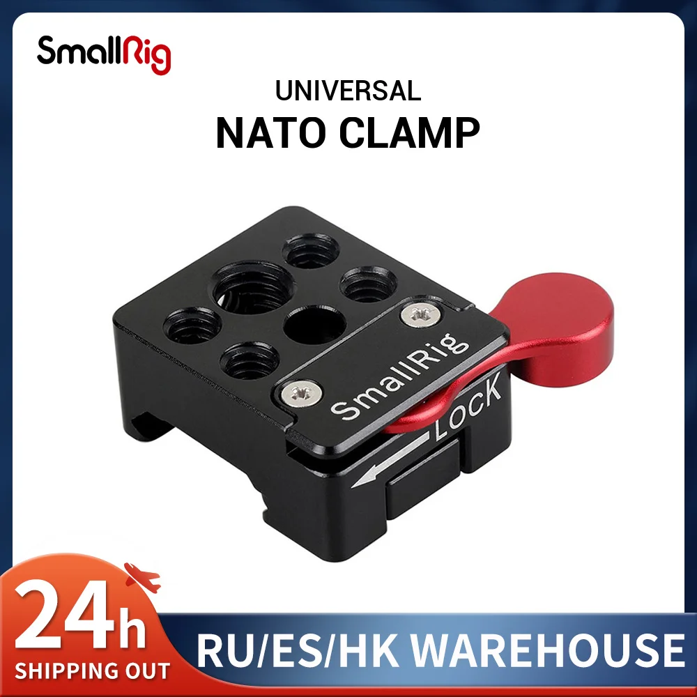 

SmallRig NATO Clamp with a Red Locking Lever Allows to Mount a Cold Shoe Aluminum Material With 1/4 3/8 thread holes - 1885