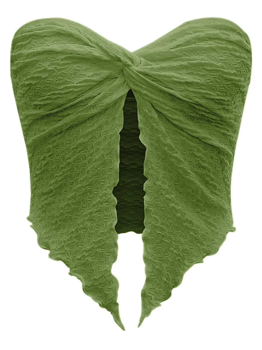 

Женские топы-бандо Y2k без бретелек, пикантная Асимметричная плиссированная кофта с узлом и разрезом, майка на выход