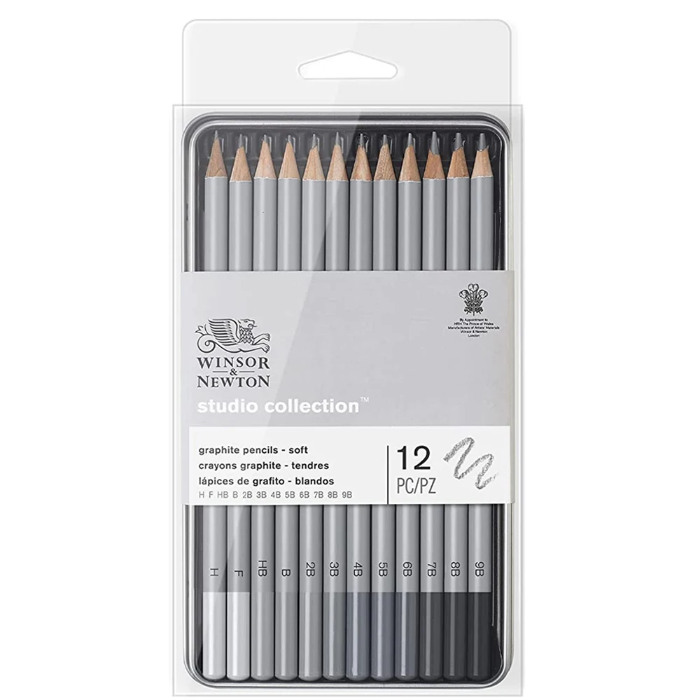 

12 шт./набор, Графитовые карандаши Winsor & Newton Studio