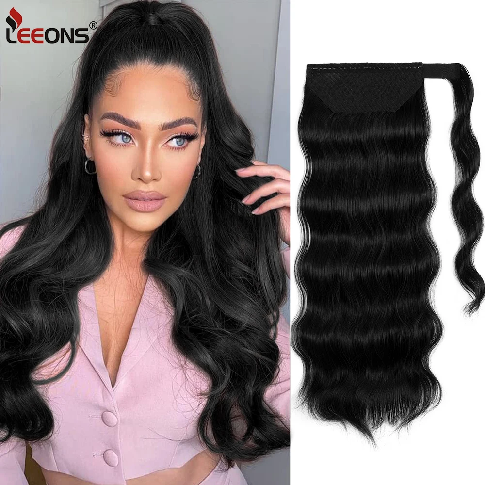 

Long Wavy Ponytail Hair Synthetic Extensions Heat Resistant Hair 26Inch Body Wave Wrap Around Pony Hairpiece For Women Hair Clip