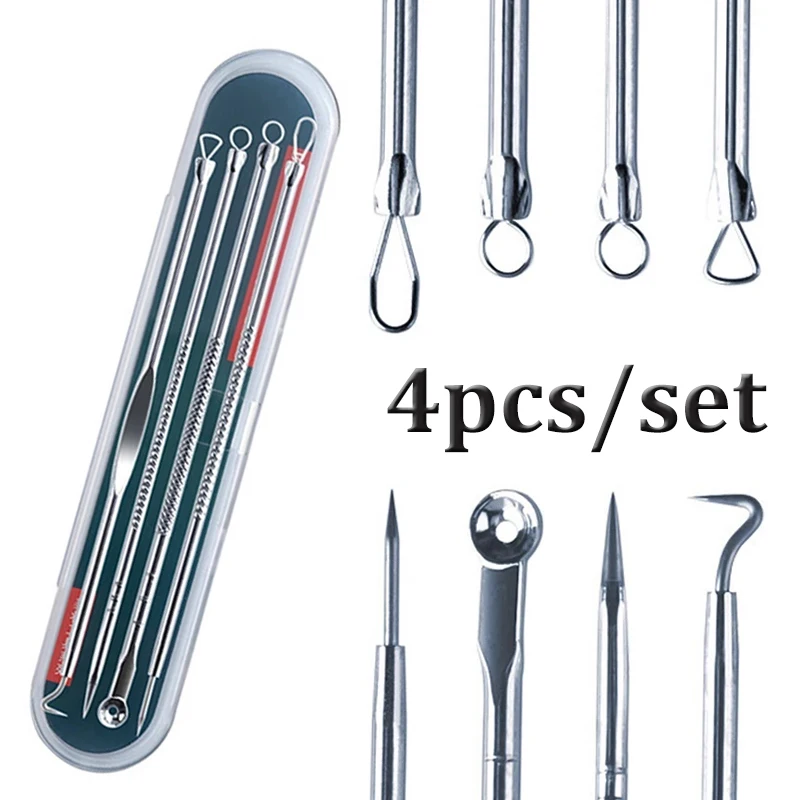 

Newest Dual Heads Acne Needle Blackhead Blemish Squeeze Pimple Extractor Remover Spot Cleaner Beauty Skin Care Tool 4pcs/set