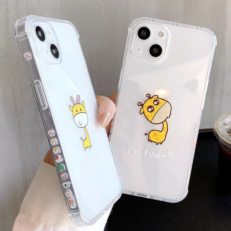 

Cute Giraffe Soft Phone Case For iPhone 11 12 13 Pro Max XS X XR 7 8 Plus SE 2020 Transparent Bumper Back Cover