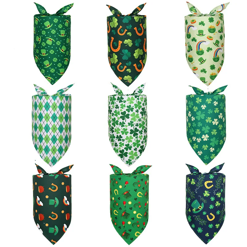 

St. Patrick's Day Pet Accessories Dog Bandana Polyester Pet Dog Cat Bandanas Scarf Small Dogs Cats Puppy Bandanas Bibs
