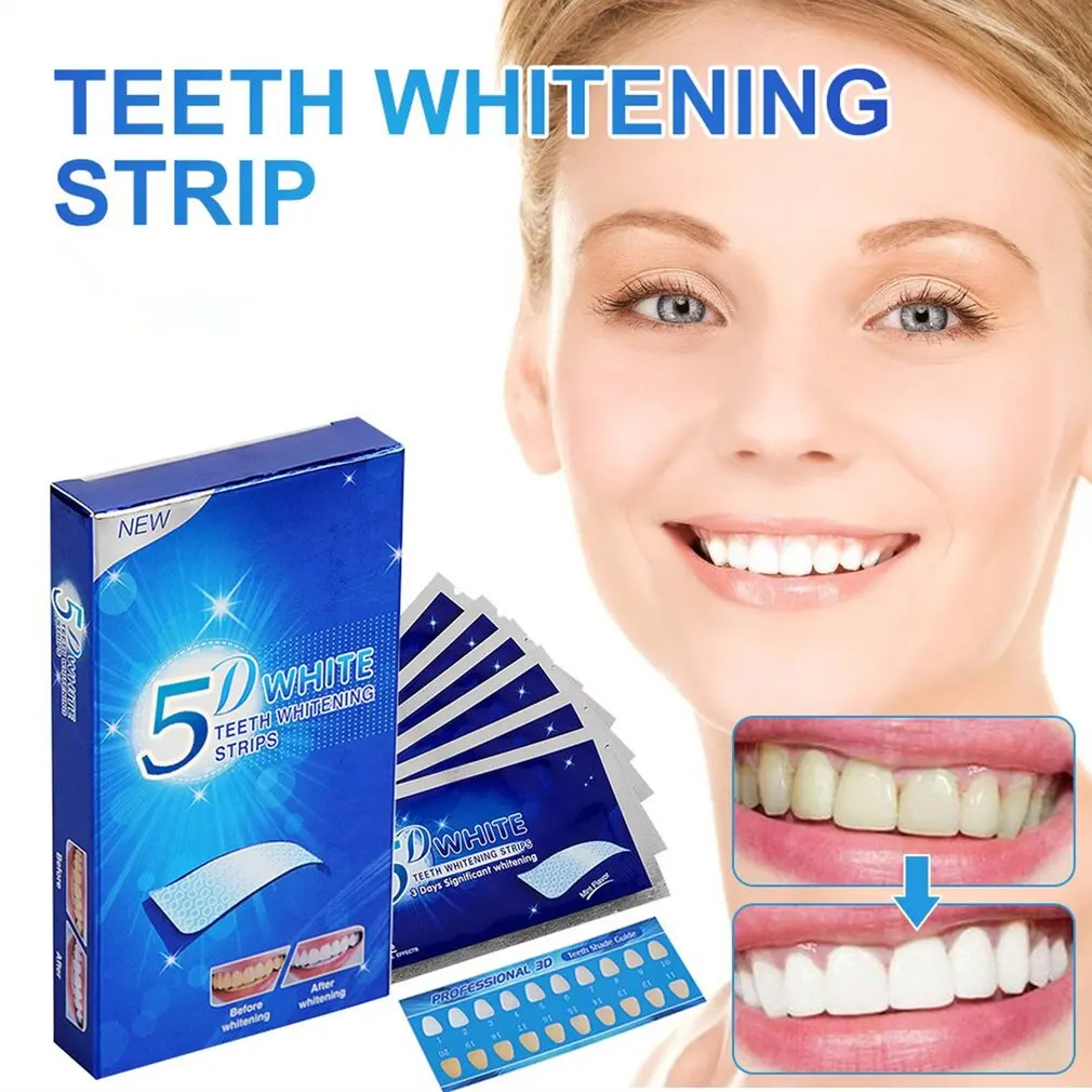 

7 Pair/Box 5D Gel Teeth Whitening Strips White Tooth Dental Tool Kit Oral Hygiene Care Strip For False Teeth Veneers Dentist