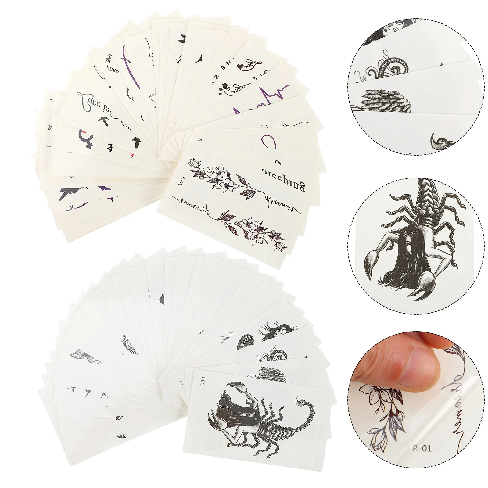 60 листов Временные татуировки набор для тела искусственные стикер на плечо |