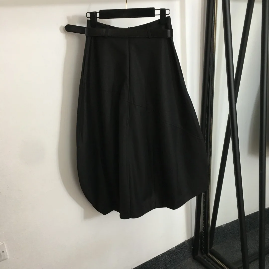 

Новая осенне-зимняя Асимметричная юбка с высокой талией и металлическим поясом