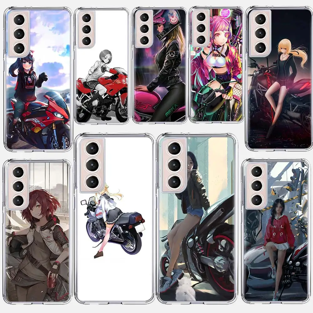 

Anime Girl Motorbike Phone Case Coque For Samsung Galaxy S21 Ultra 5G S20 FE S20 Plus S10E S10 Lite S8 S9 Plus S7 Cover Funda