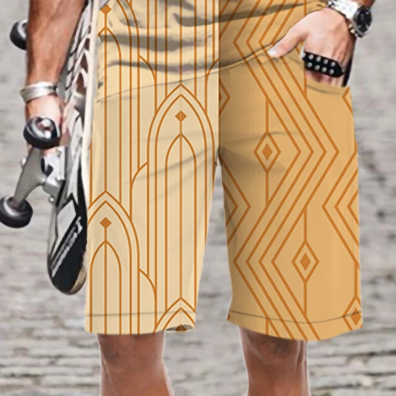 Men's Shorts Streetwear Abstract Pattern Man Quick Dry Beach Casual Loose Harajuku 3D Printed Comfortable Mens Clothing Cool