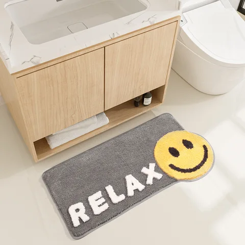 Мультяшный коврик Smile для ванной комнаты, впитывающая влагу напольная подкладка, закрывающая дверь, подушка, коврик для ванной комнаты, набор милых ковров