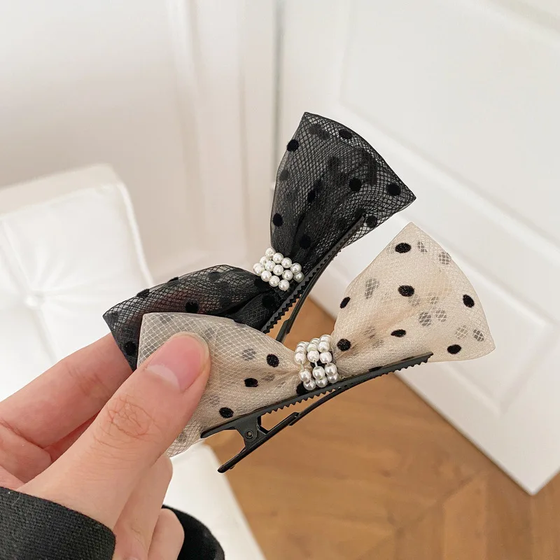 

Simple Elegant Bow Hair Clip for Women Girls Large Bow-knot Polka Dots Hair Band Organza Sweet Hairpins Hair Accessories