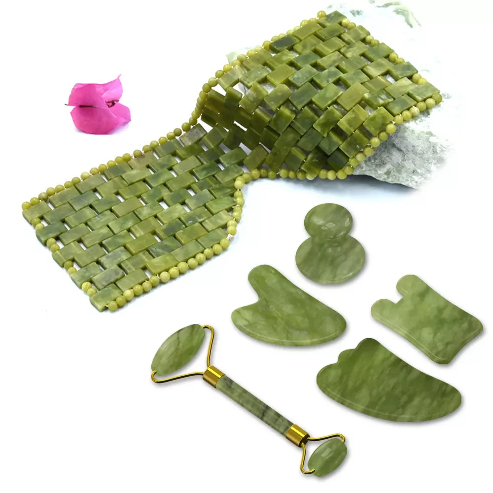 

Facial Roller Cooling Sleep Mask for Eye Face Massage Anti-Aging 100% Natural Stone Gouache Scraper Massage Roller Set