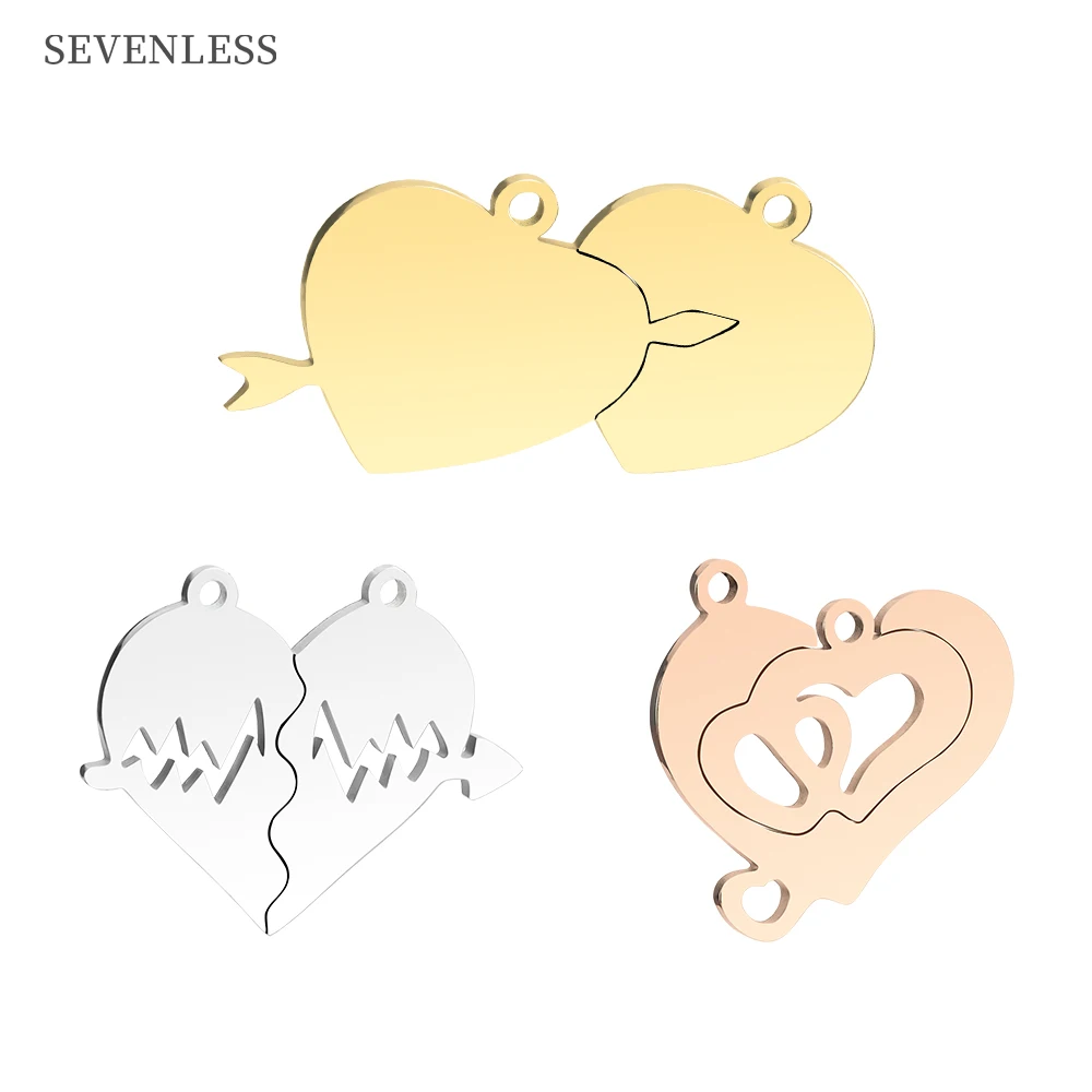 

Stainless Steel Mirror Polished Combination Love Couple Pendant DIY Polished Jewelry Charm Handmade Necklace Accessories