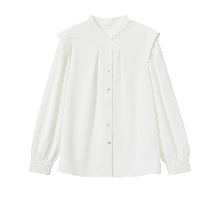 Женская шифоновая блузка с длинным рукавом воротником-стойкой