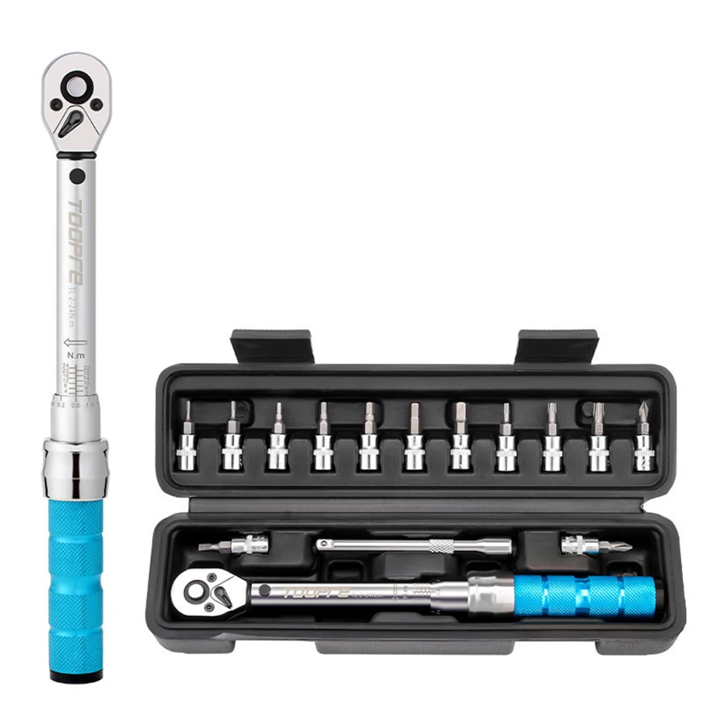 

Adjustable Torque Bicycle Repair Tools Maintenance Kit for Road Mountain Bikes Allen Torx Sockets Extension Bar with Storage Box