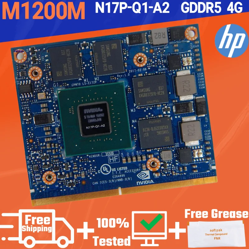 Видеокарта NVIDIA M1200M N17P-Q1-A2 GDDR5 4G VGA для HP ZBook 15 G3 17 LS-E172P