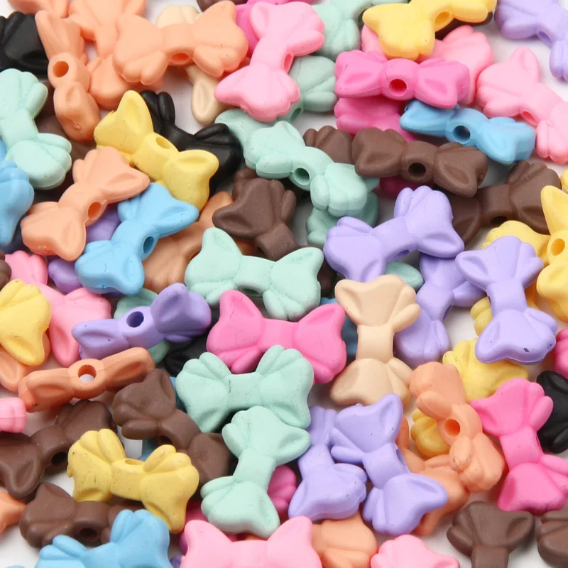 Матовый разноцветный милый бант 15 Х9 мм акриловые разделительные бусины для