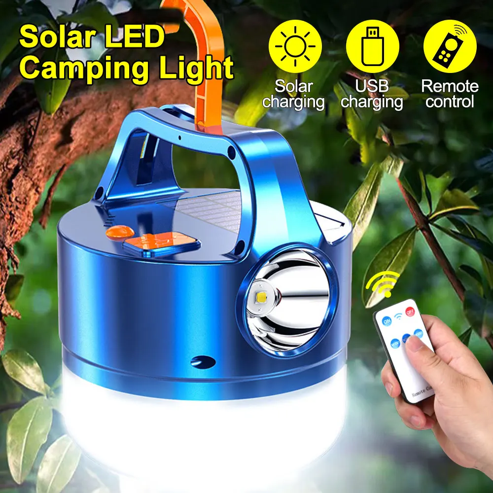Lanterna de Acampamento Lâmpada de Pesca ao ar Solar Portátil Alta Potência Usb Recarregável Lanterna Livre Luz Reparo Trabalho Emergência 30w Led