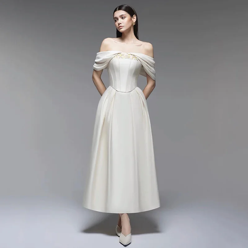 DEAT женское модное платье с вырезом на шее и открытой спиной атласное