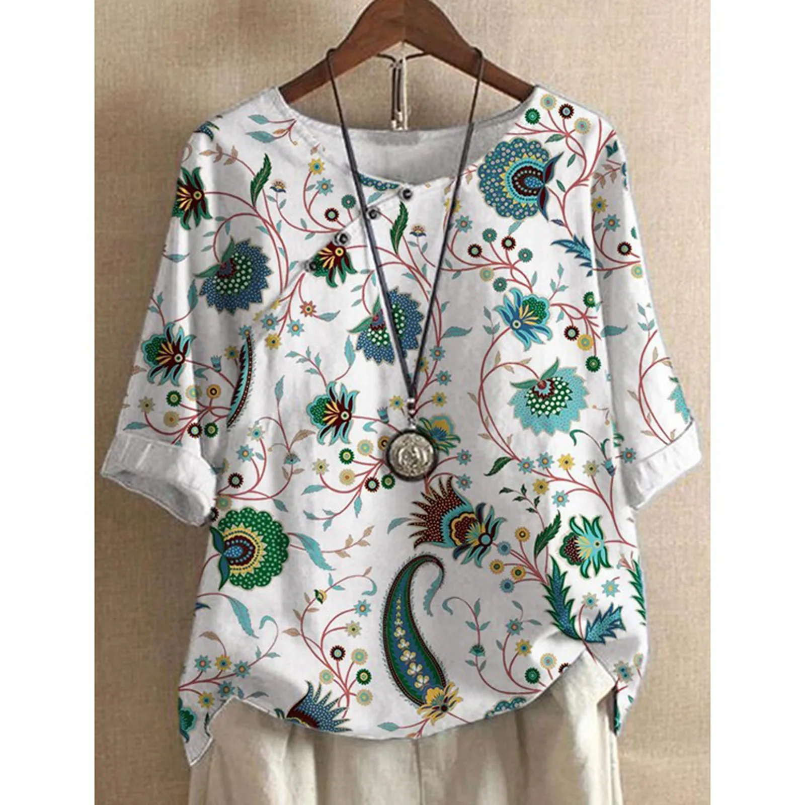 

Женская Винтажная футболка с коротким рукавом, круглым вырезом