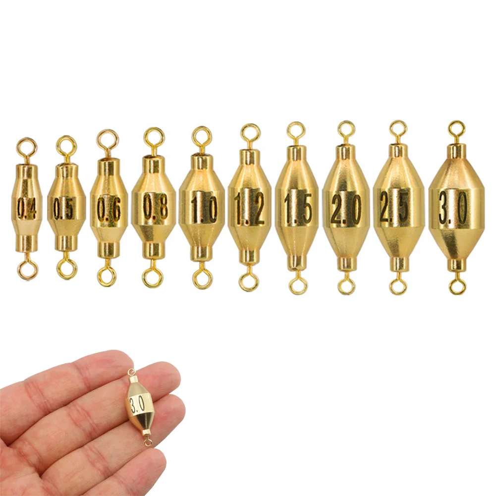 

10pcs Brass Fishing Weights Trolling Sinker Swivels Connector Solid Rings Tackle Brass Fishing Sinker Trolling Baits Lure Tackle