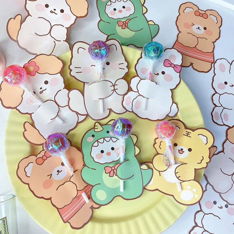 

20Pcs Cute Candy Card Animal Candy Lollipop Decoration Cards Wedding Kids Birthday Party Supplies DIY Decorative Cards
