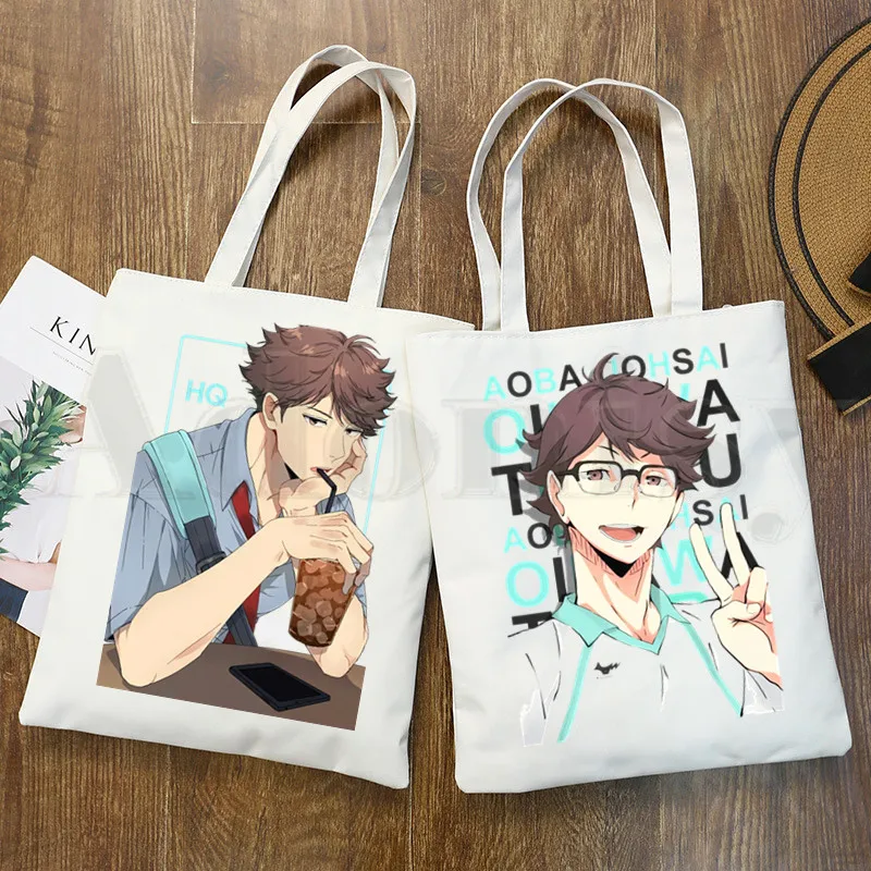 

Oikawa Tooru Haikyuu Aoba Johsai High School Anime Handbags Shoulder Bags Casual Shopping Girls Handbag Women Elegant Canvas Bag