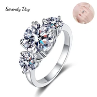 serenity day 925 sterling silver 3 carat moissanite ring d color vvs diamond platinum plated fine jewelry for women wedding gift