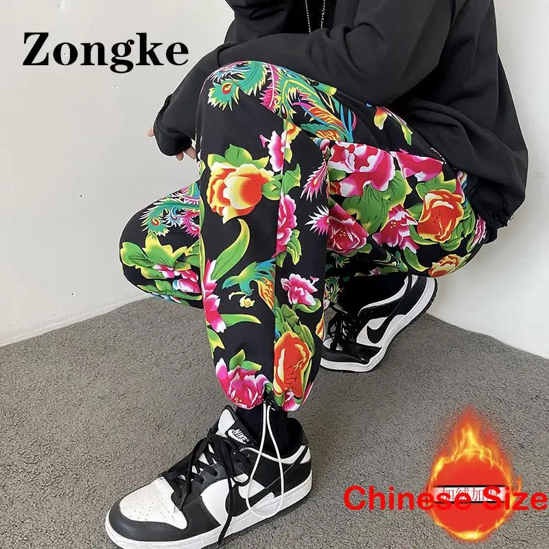 

Брюки Zongke мужские флисовые, повседневная одежда, модные спортивные штаны в Корейском стиле для мужчин, уличная одежда, 5XL, осень 2022