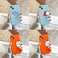 cartoon animal owl phone case orange and blue for apple iphone 12pro 13 11 pro max mini xs x xr 7 8 6 6s plus se 2020 cover
