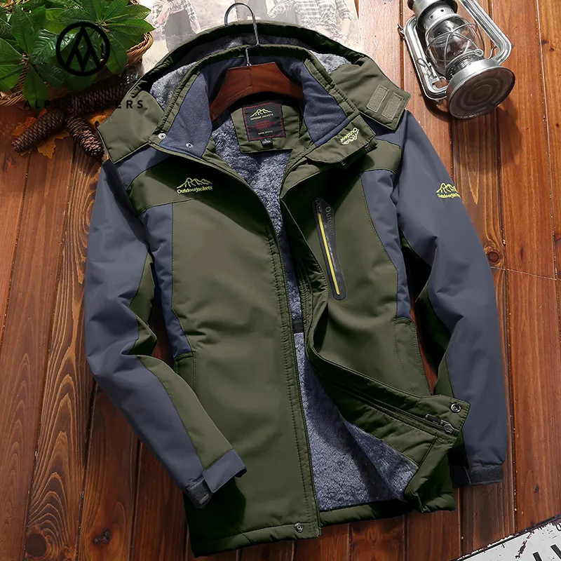 Plus Size 7XL 8XL 9XL Winter Snow Warm Jacket Men Thick Velvet Parkas Coat Outwear Military Windproof Waterproof Fleece Jackets