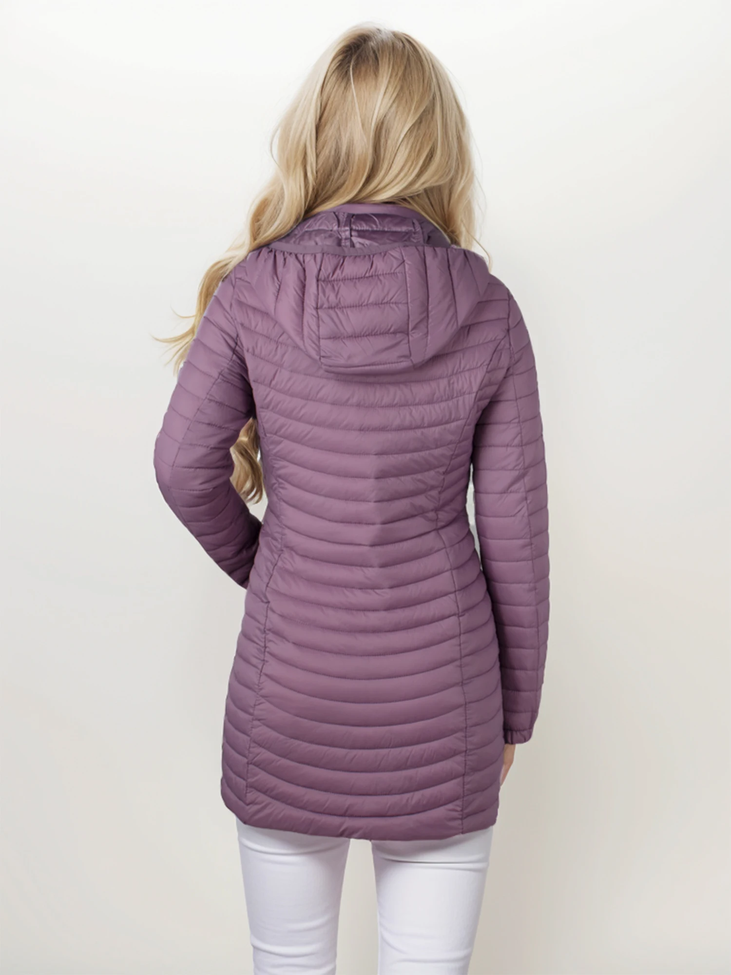 Женская сверхлегкая куртка SANTELON Palto-Down со съемным капюшоном и длинными рукавами