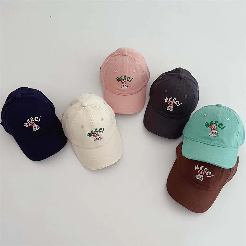 

Fashion Embroidery Kids Baseball Caps Cute Rabbit Letter Baby Hat For Girls Boys Kids Accessories 2023 New Arrivals
