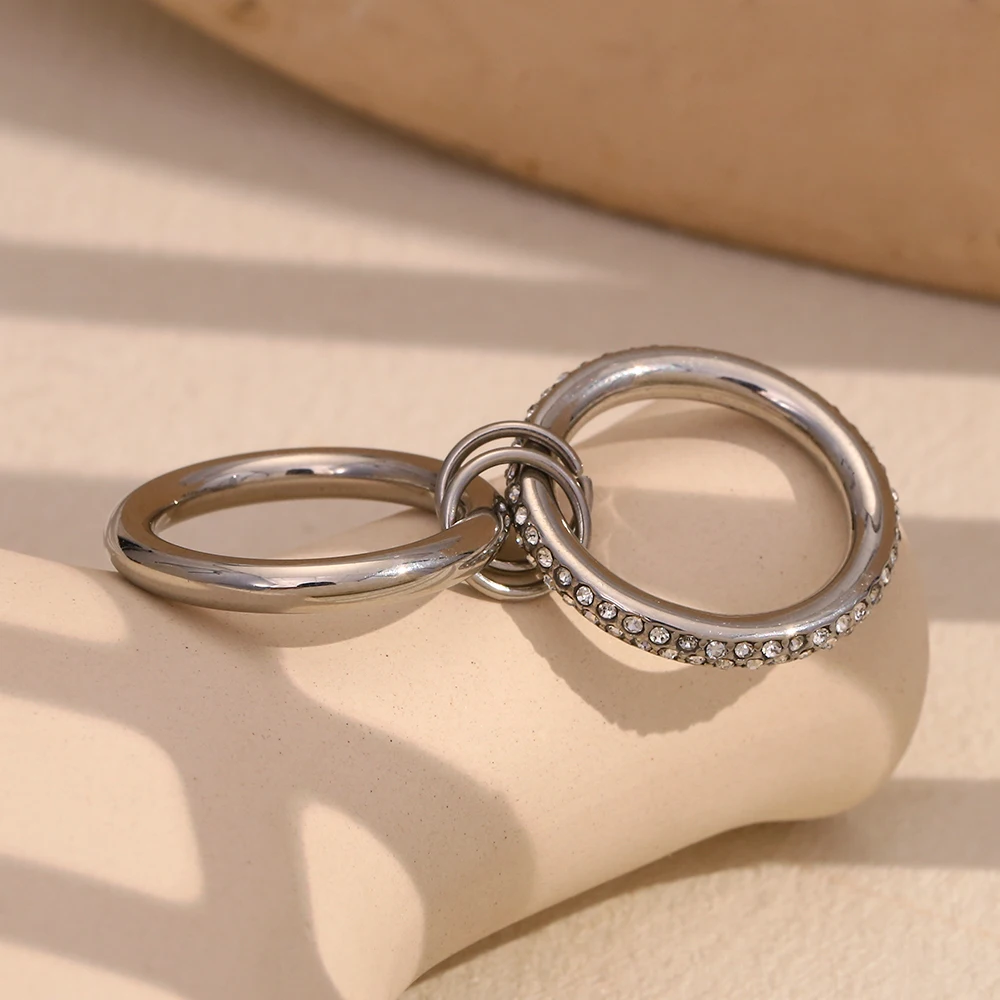 Модное глянцевое кольцо La.Muses из нержавеющей стали с белым фианитом