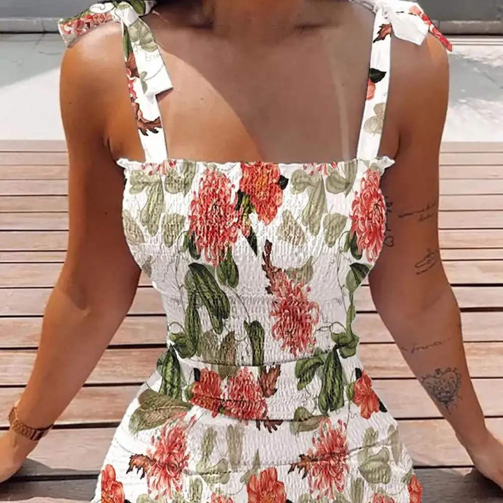 

One-piece Design Short Sling Dress Chic Stretchable Pullover PolyesterStrap Dress Fashion Anti-pilling Bodycon Dress for Beach