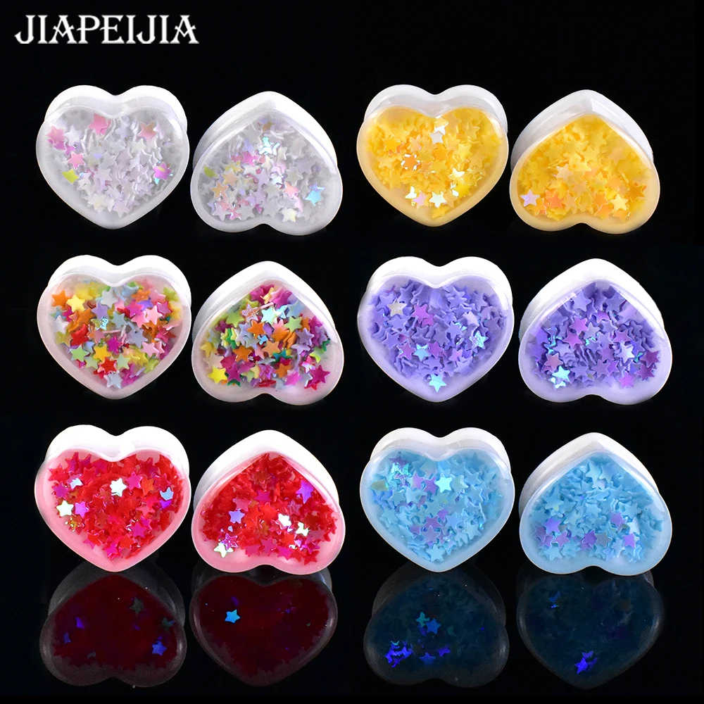 

6-30mm Colourful Stars Acrylic Ear Tunnels Plugs and Gauges Heart Shape Ear Expander Studs Stretching Body Piercing Jewelry