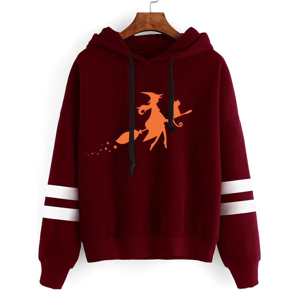 

Sweatshirts Flying Witch Hoodies Halloween Casual Women Clothing Witch Hoodies Women Gothic Winter Clothes