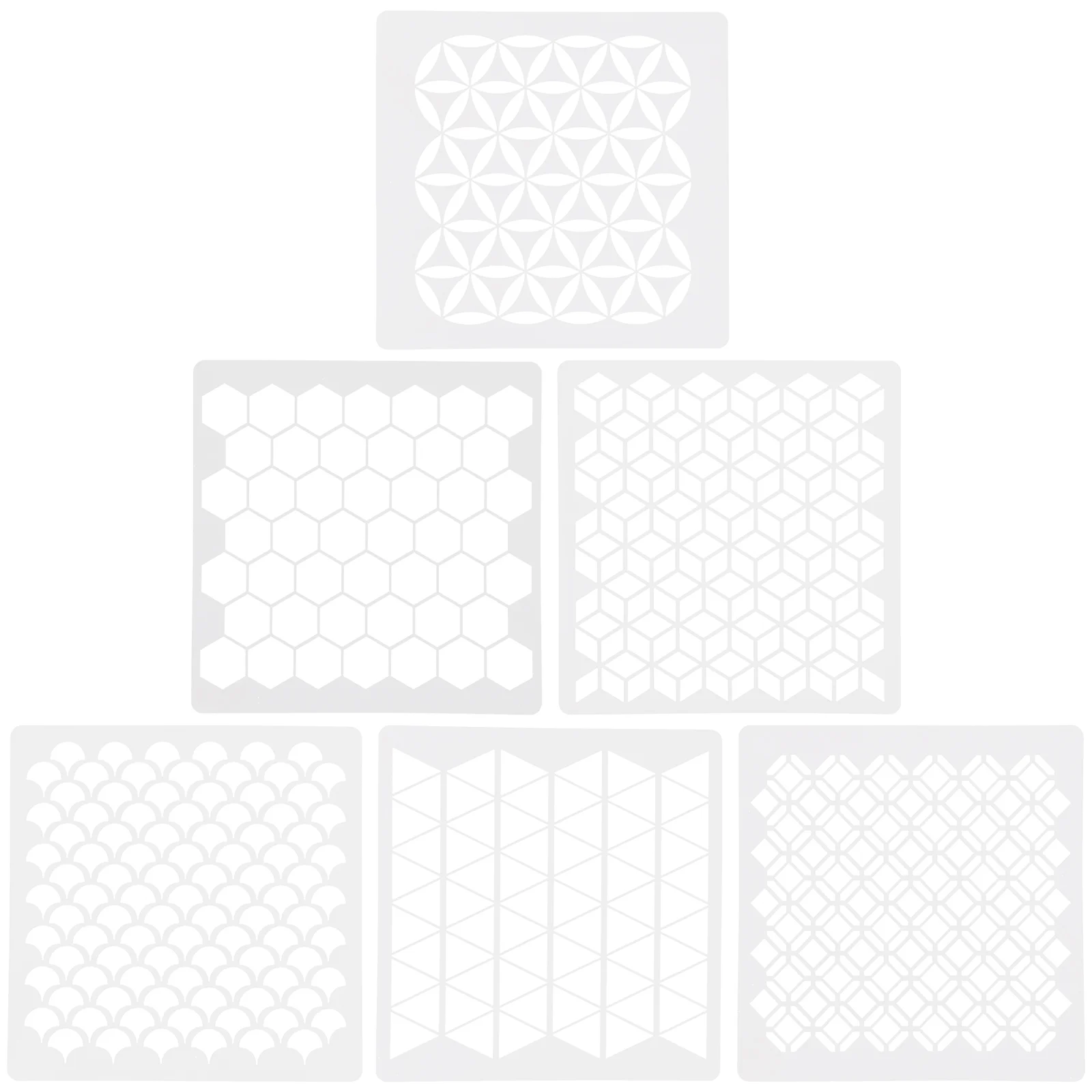 

6Pcs Geometric Honeycomb Stencils Reusable Painting Templates Journaling Stencil Set for Painting on Walls Canvas Wood