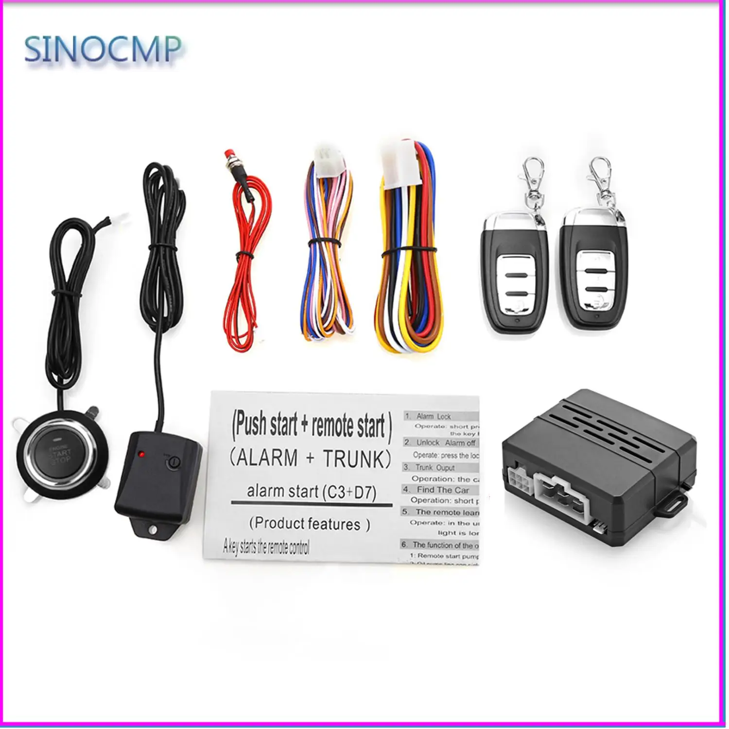 

Универсальная автомобильная сигнализация 12 В, дистанционный запуск, система без ключа, система запуска, автомобильная система запуска без ключа, система запуска, стоп, детали двигателя