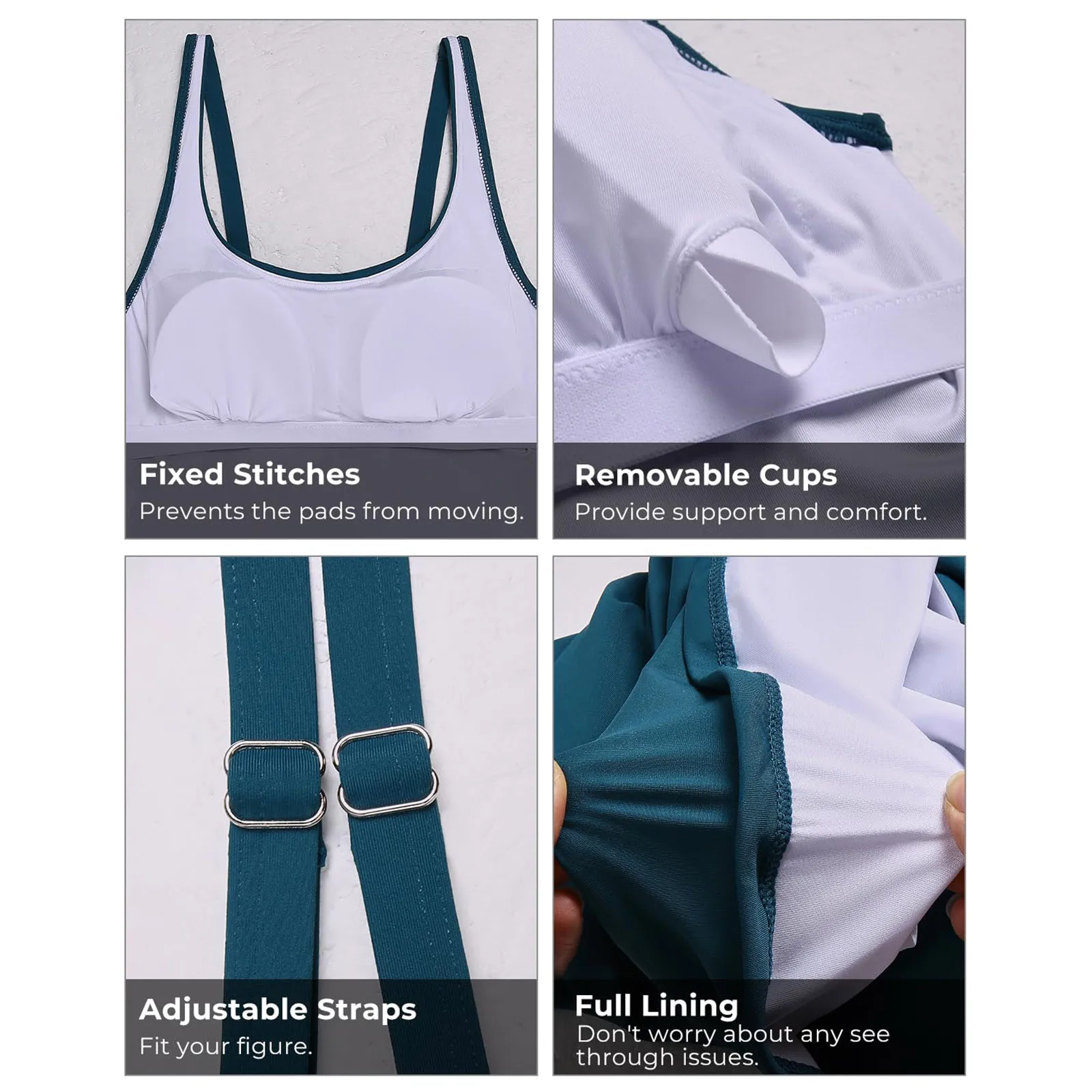 Женский купальник без рукавов с аппликациями Танкини Черный хлопок Полиэстер