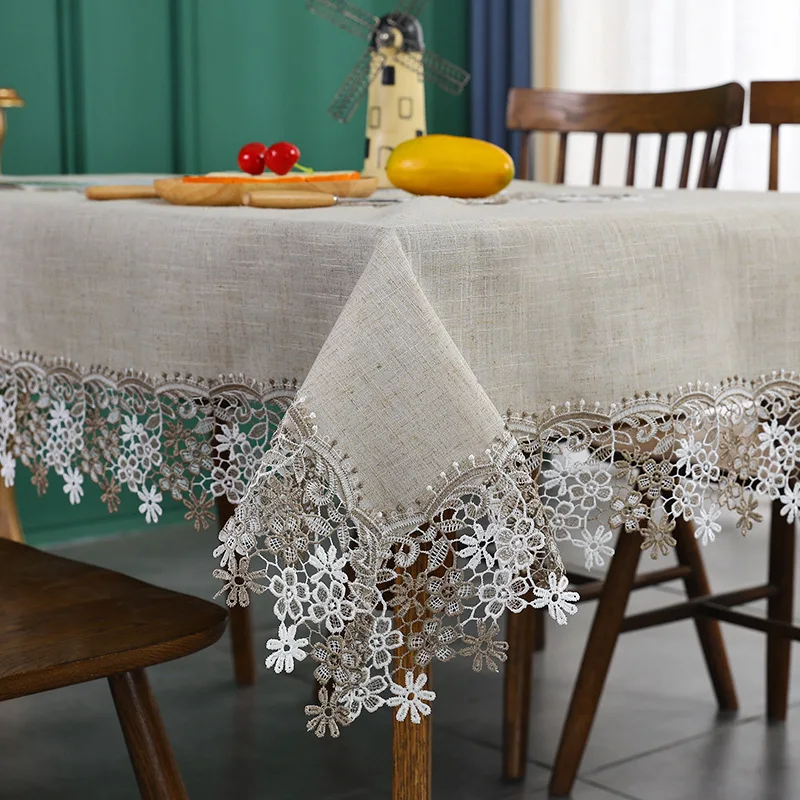 

Europe Style Tablecloth White Gray Luxury Embroidered Table Dining Table Cover Wedding Hotel Cloth Lace Coffee Table Decoration