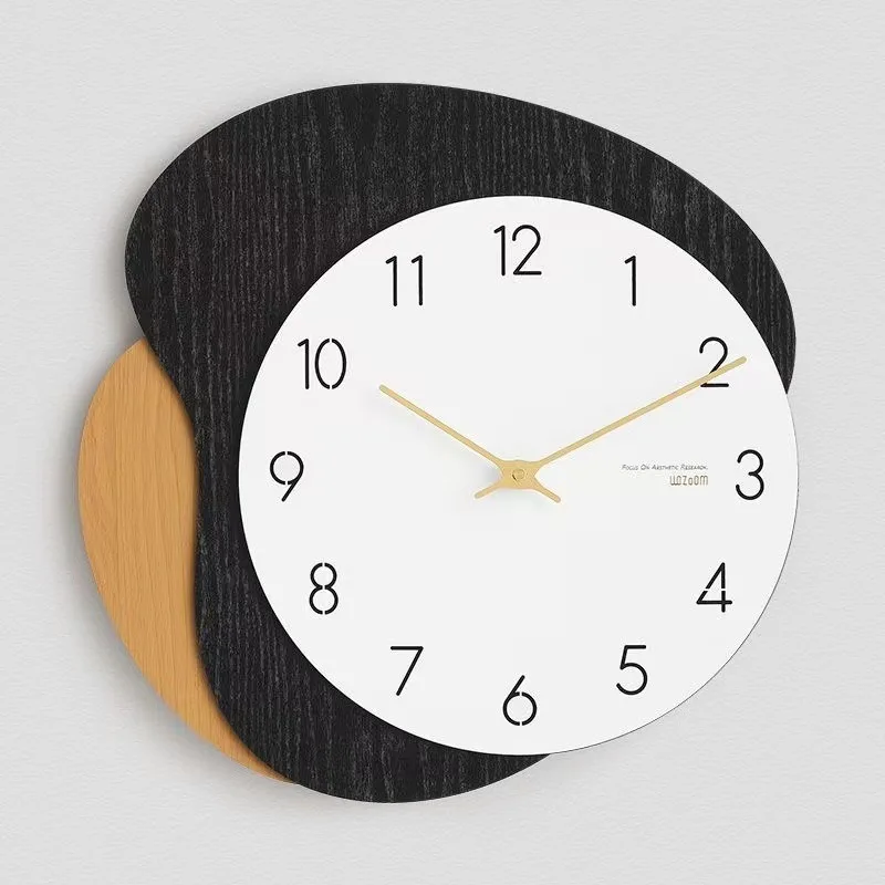

Japanese Style Wall Clock Wood Grain Design Modern Living Room Sofa Background Entrance Hall Decoration Wall Hanging Watch Quiet