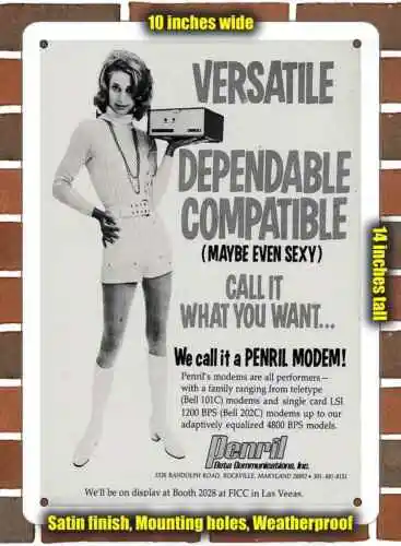 Металлический знак-1971 Penril 1200 BPS Modems- 10x14 дюймов