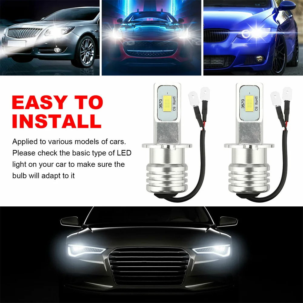 2 шт. H3 Светодиодные Автомобильные фары H1 H8 H9 H11 9005 9006 HB4 9012 автомобильные H4 H7